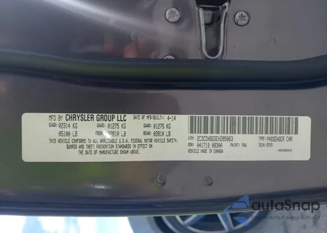 2014 Dodge Charger Se z USA, uszkodzony, nr VIN 2C3CDXBG5EH285063